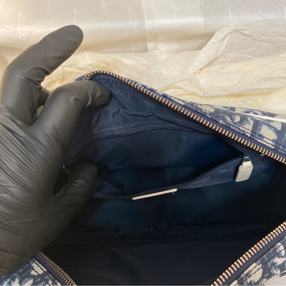 Dior Navy Blue and White Oblique Trotter Crossbody Bag with Number 2 Patch - Picture 7 of 10